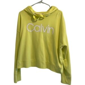 Calvin Klein neon yellow cropped hoodie